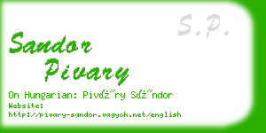 sandor pivary business card